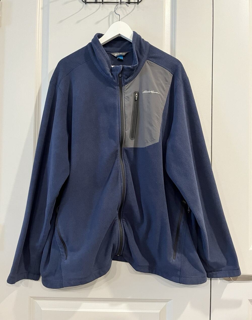 Eddie Bauer Men's 3XL Blue/Gray Full Zip Stand-Up Collar Jacket w/ Zip PocketsA1